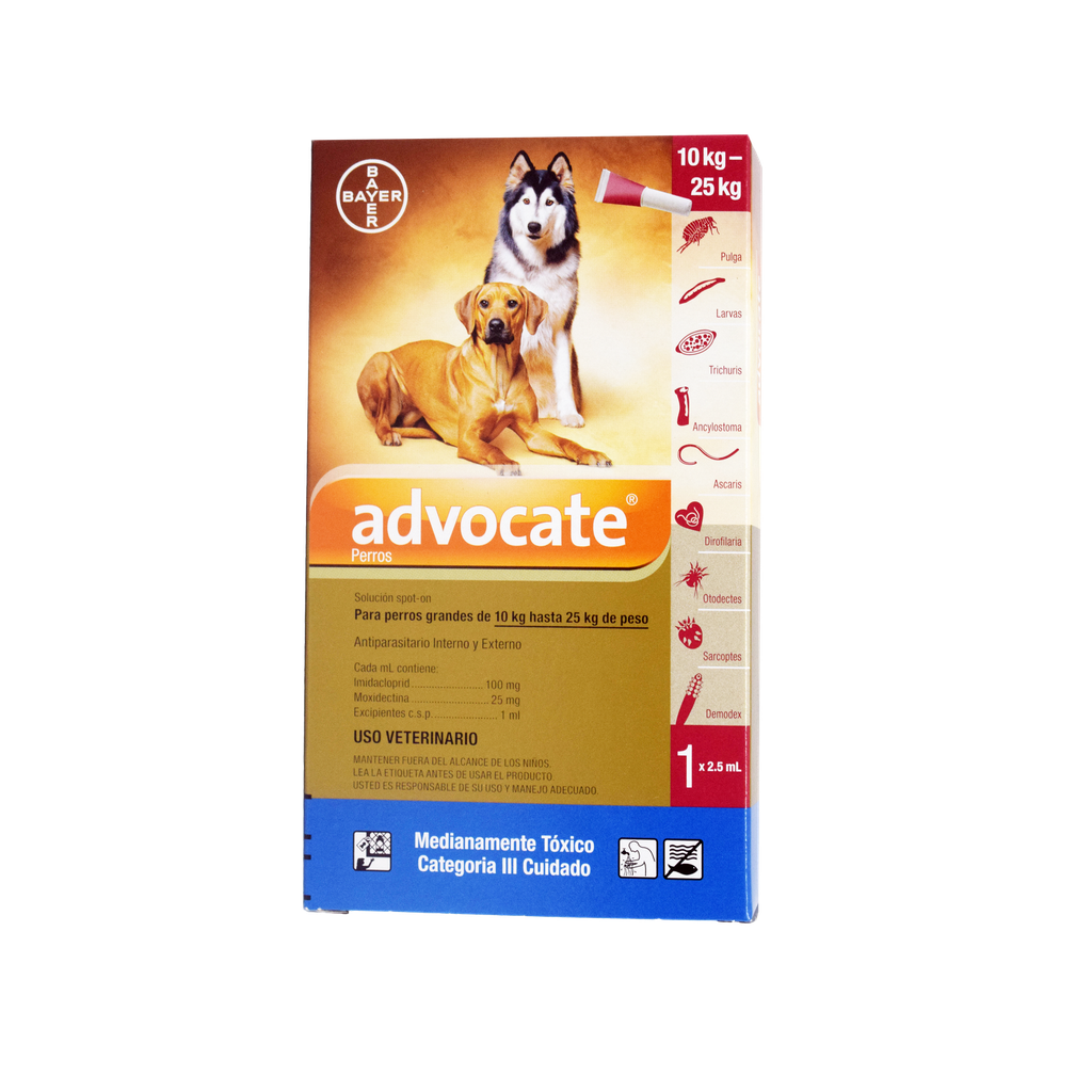 ADVOCATE PERROS 10 A 25 KG 1 PIPETA X 2,5 ML