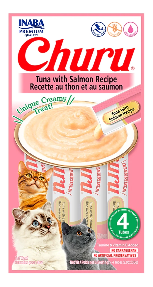 INABA CAT CHURU 4 PIEZAS - TUNA WITH SALMON / ATUN Y SALMON X 56 G 