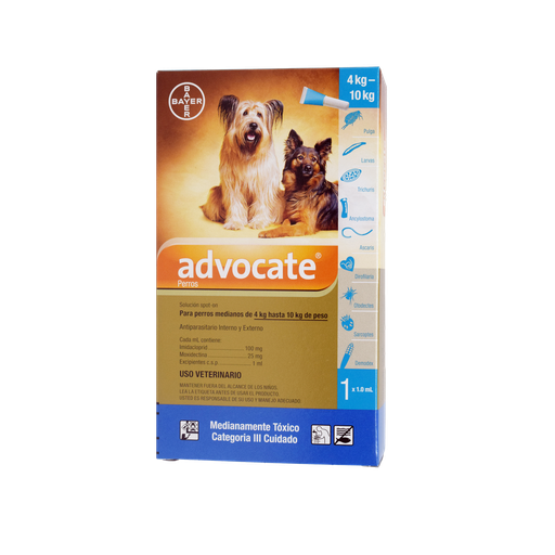 [1FA-0151] ADVOCATE PERROS 4 A 10 KG 1 PIPETA X 1 ML