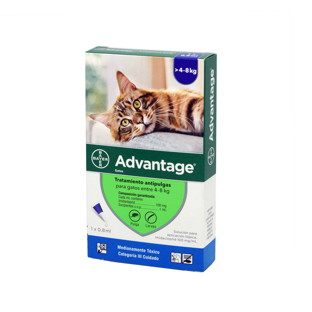 ADVANTAGE GATOS 4 A 8 KG PIPETA X 0.8 ML