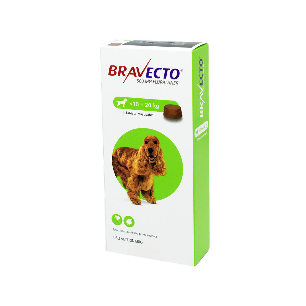 BRAVECTO PERROS 10 A 20 KG TABLETA 500 MG