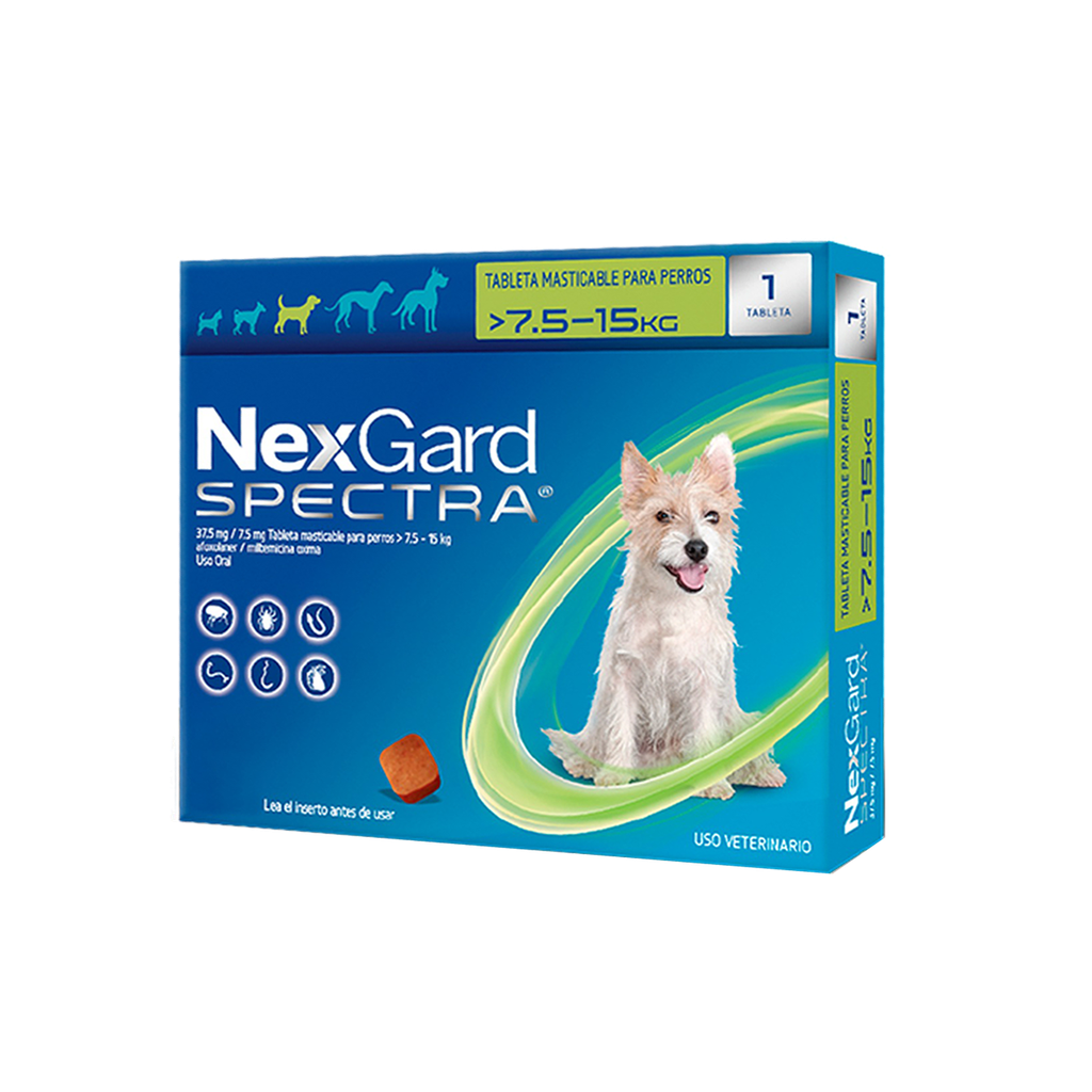 NEXGARD SPECTRA 7,5 A 15 KG CAJA X 1 TABLETA