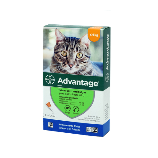[1FA-0231] ADVANTAGE GATOS 0 A 4 KG PIPETA X 0.4 ML